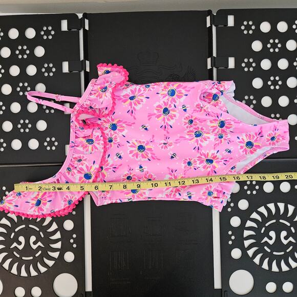 Tommy Bahama Pink Floral One-Piece Swimsuit and Matching Hat | Kid's 5 - Picture 9 of 16